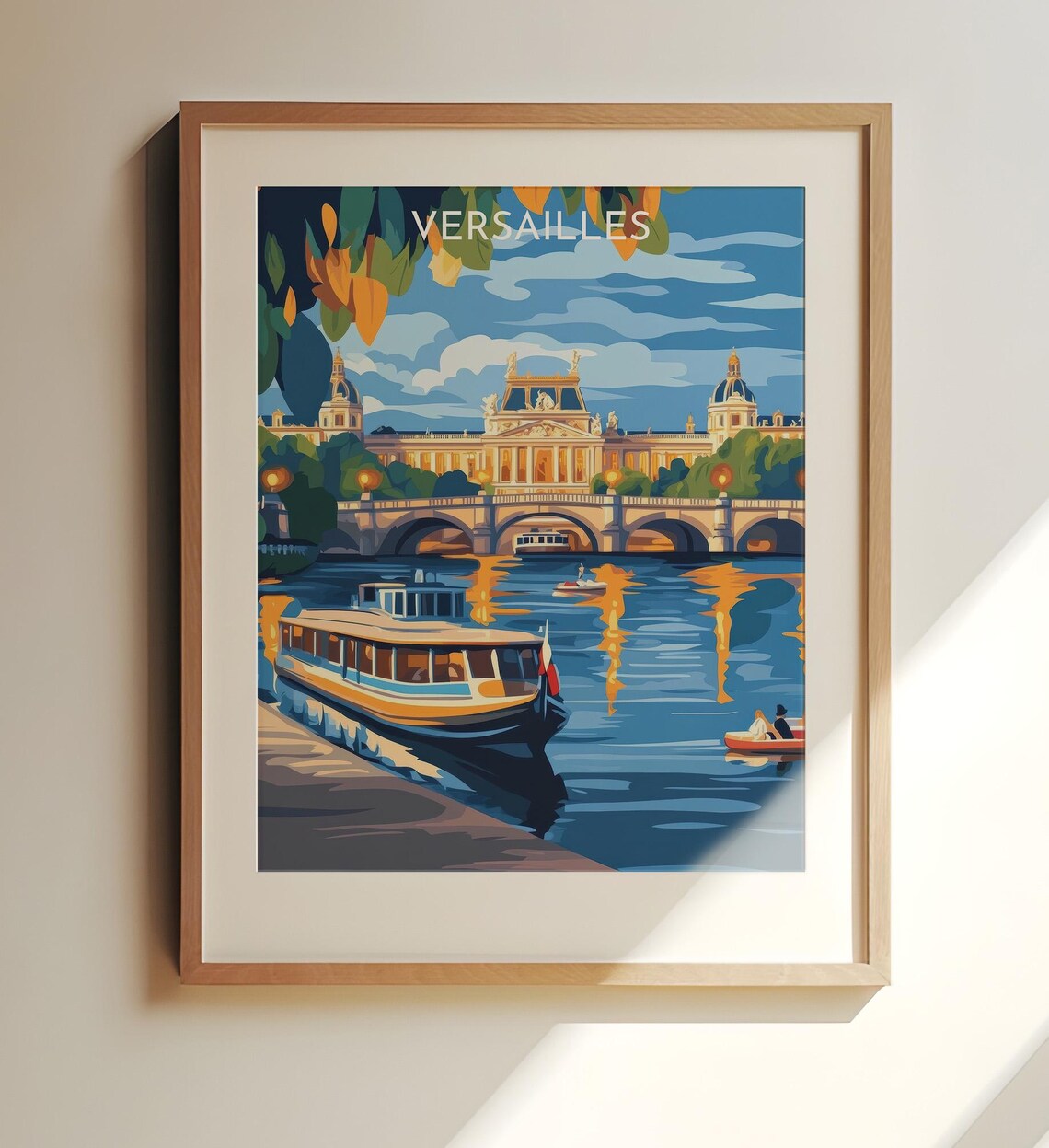 Versailles France Palace River Boats Vintage Travel Art Poster