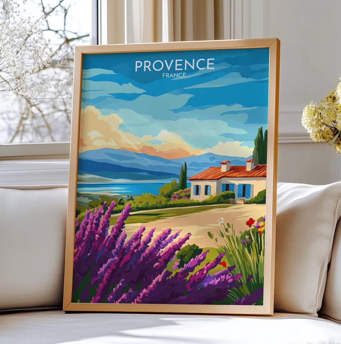 Provence France Lavender Fields Travel Poster Countryside Farmhouse
