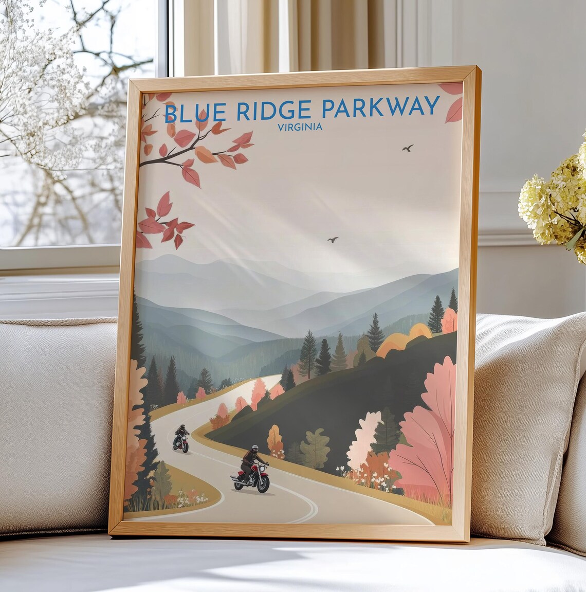 Blue Ridge Parkway Virginia Autumn Road Vintage Travel Poster