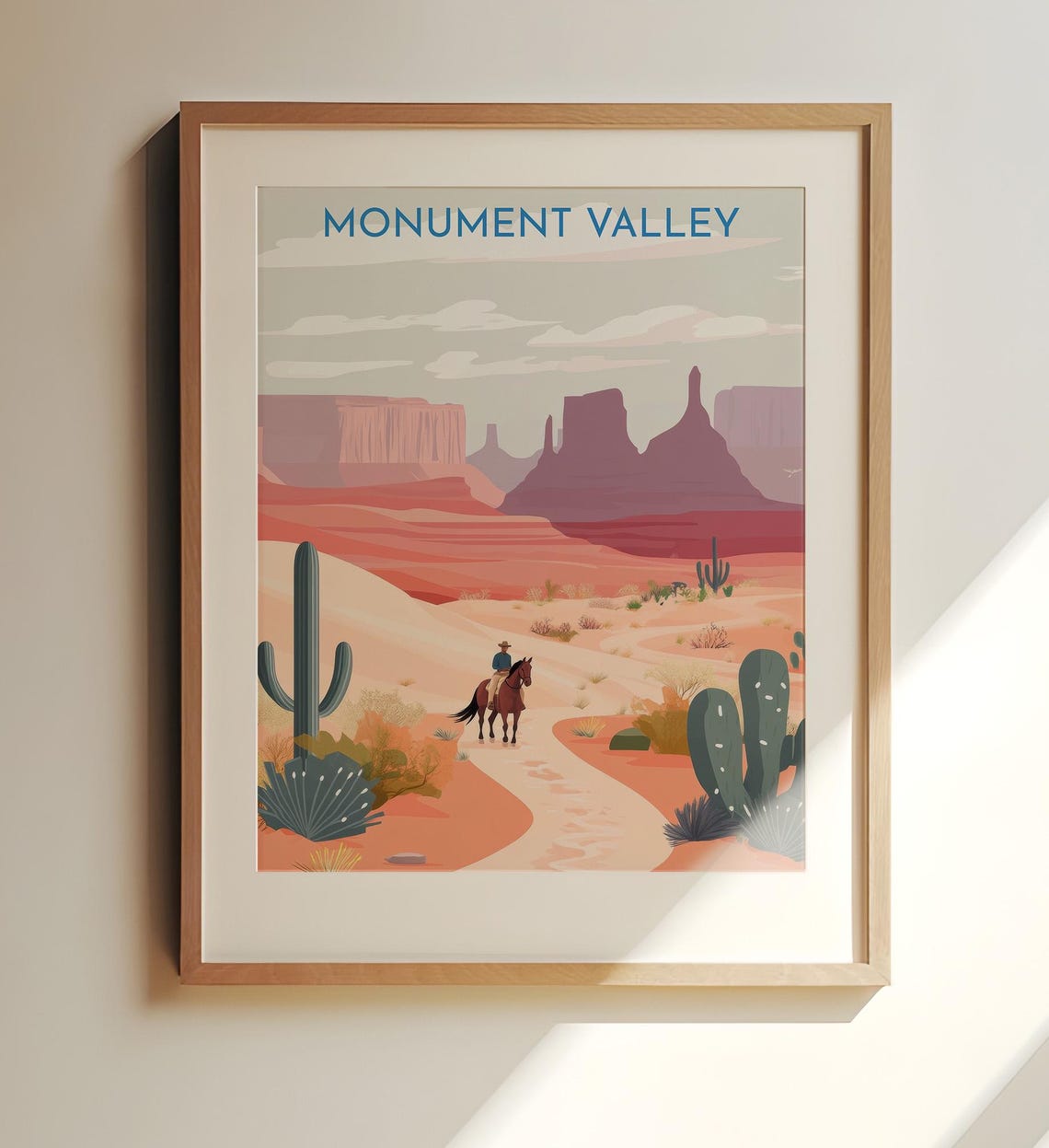 Monument Valley Cowboy Horse Red Rock Desert West Travel Poster