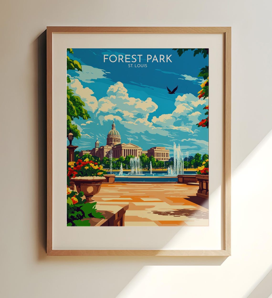 Forest Park St Louis Vintage Travel Poster Art Museum Fountain