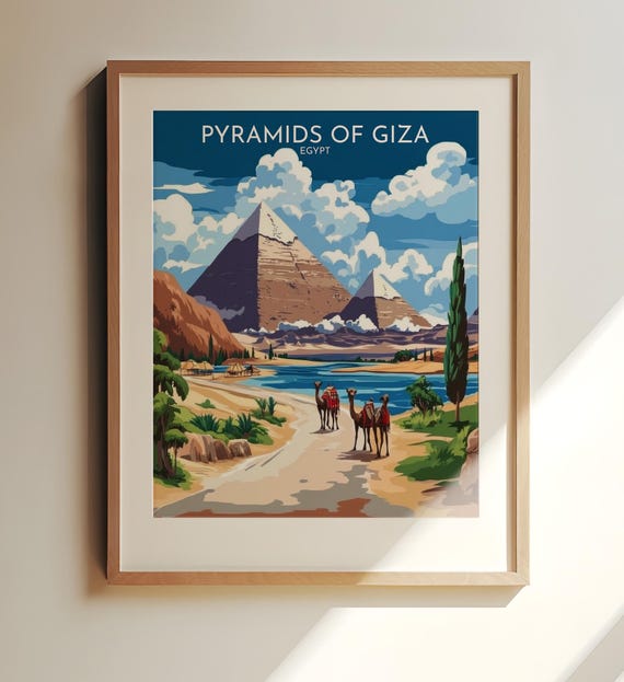 Pyramids Of Giza Egypt Travel Art Wall Stunning Landscape Poster