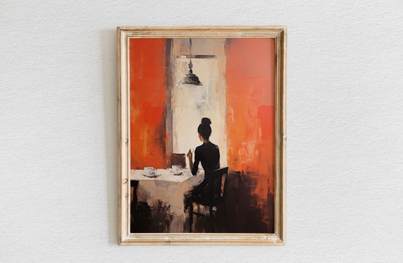 Contemporary Dinner Elegance Abstract Woman Portrait Original Artwork Wall Decor Print Poster Wall Art Vintage Wall Art