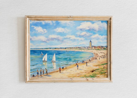 Seaside Serenity Van Goghinspired Beach At Sainteadresse Vintage Claude Monet Style Poster Wall Art Landscape Painting