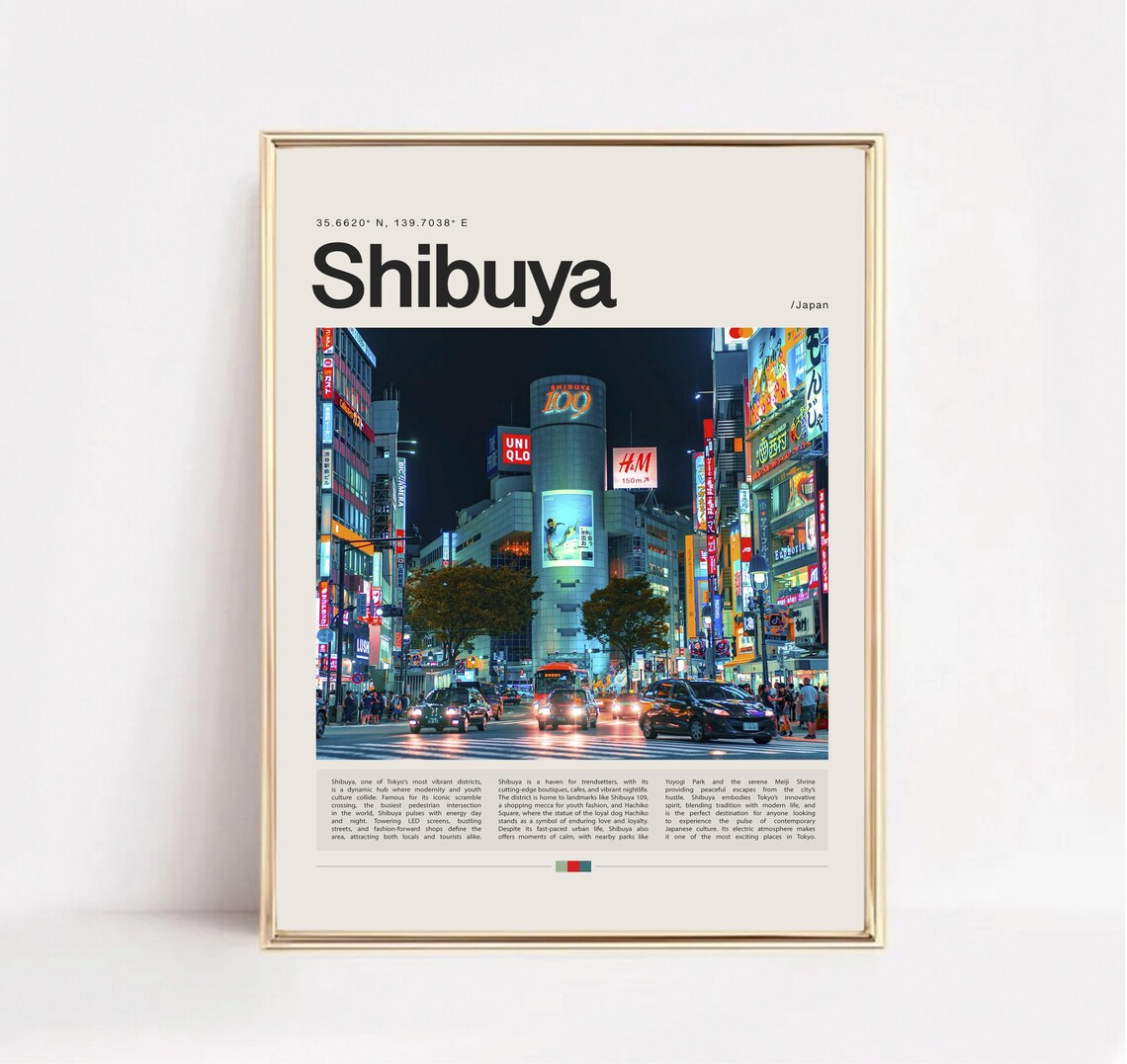 Shibuya Tokyo Night Street Scene Neon Lights Japan Travel Poster - Image 3