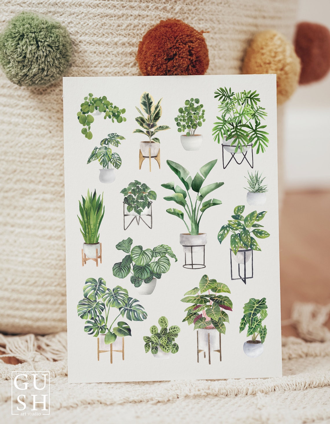 Fifteen Houseplants Grid Minimal Botanical Plant Lover Poster - Image 3