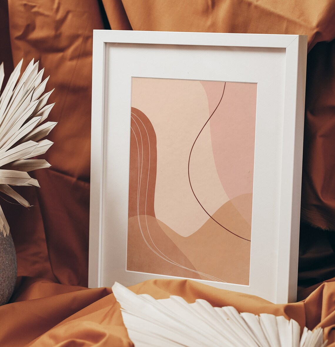 Earthy Organic Curves In Blush And Terracotta Abstract Poster