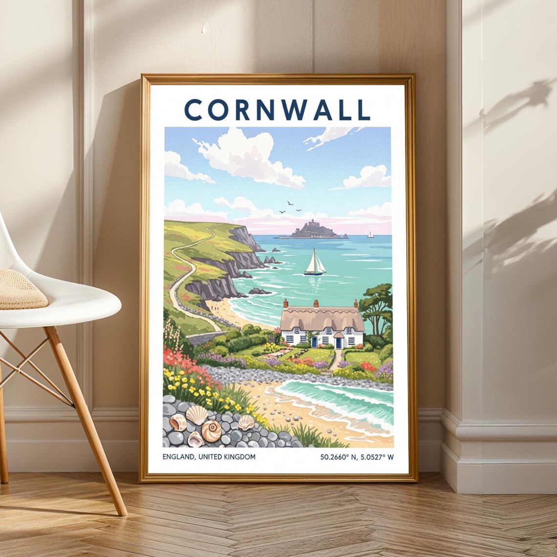 Cornwall Coastal Scene Vintage Travel Poster