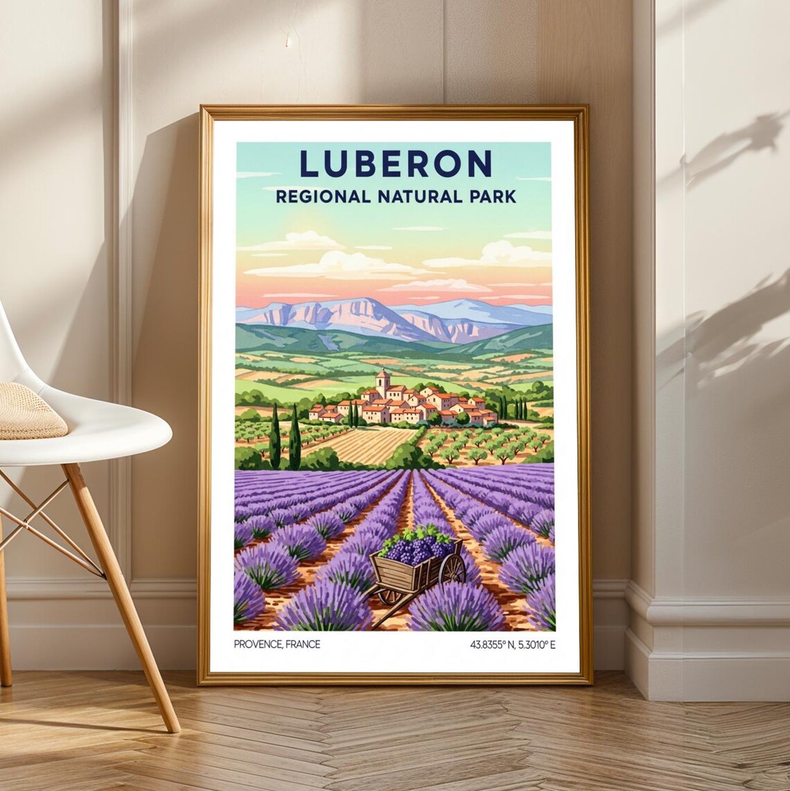 Luberon Provence Lavender Fields Vintage Travel Poster France