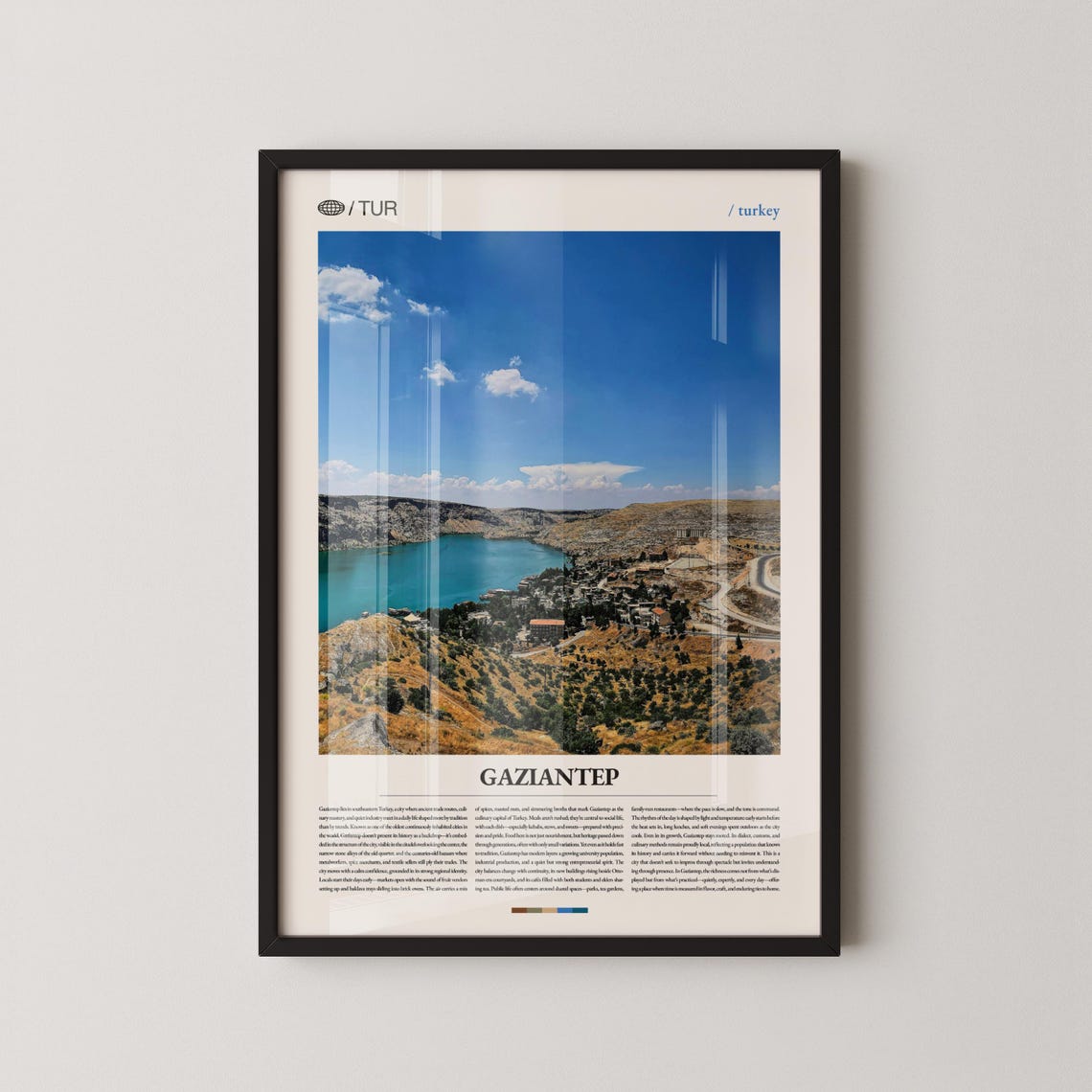 Gaziantep Turkey Lakeside Hills Town Panorama Travel Scene Poster