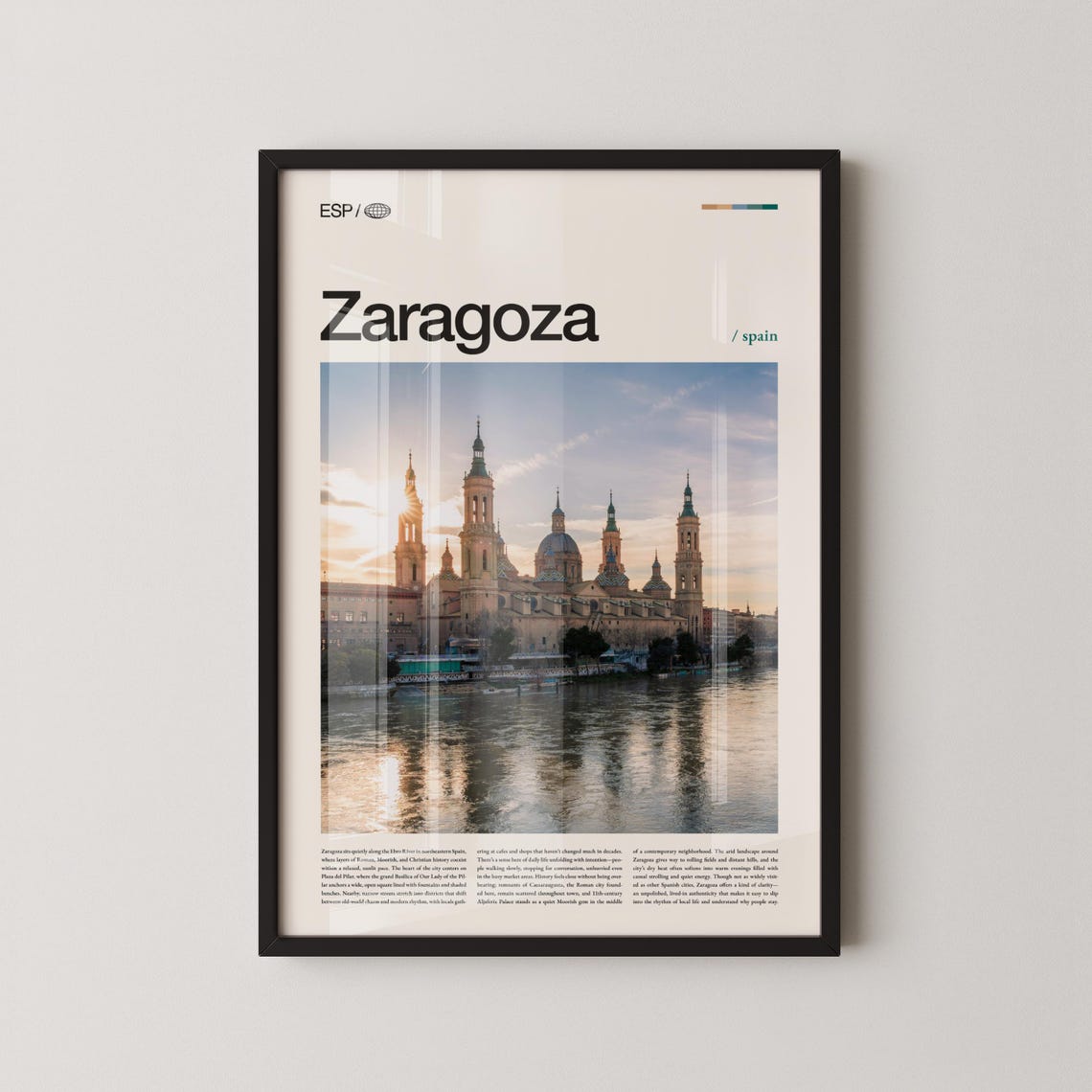 Zaragoza Spain Basilica Towers Mirrored in the Calm River Poster