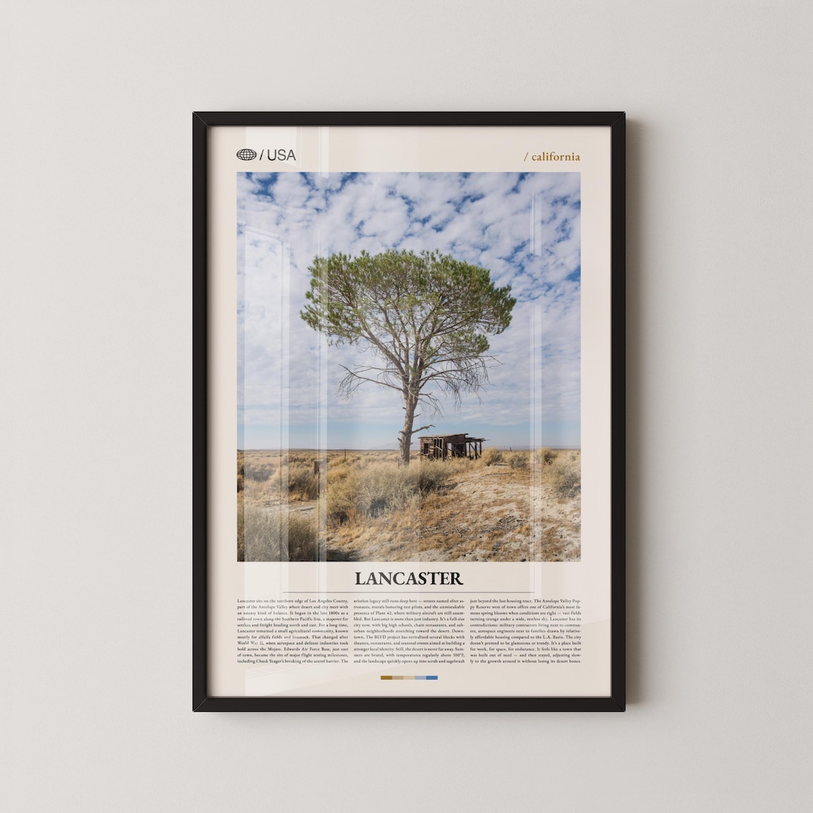 Lancaster California Desert Tree Vintage Truck Travel Poster