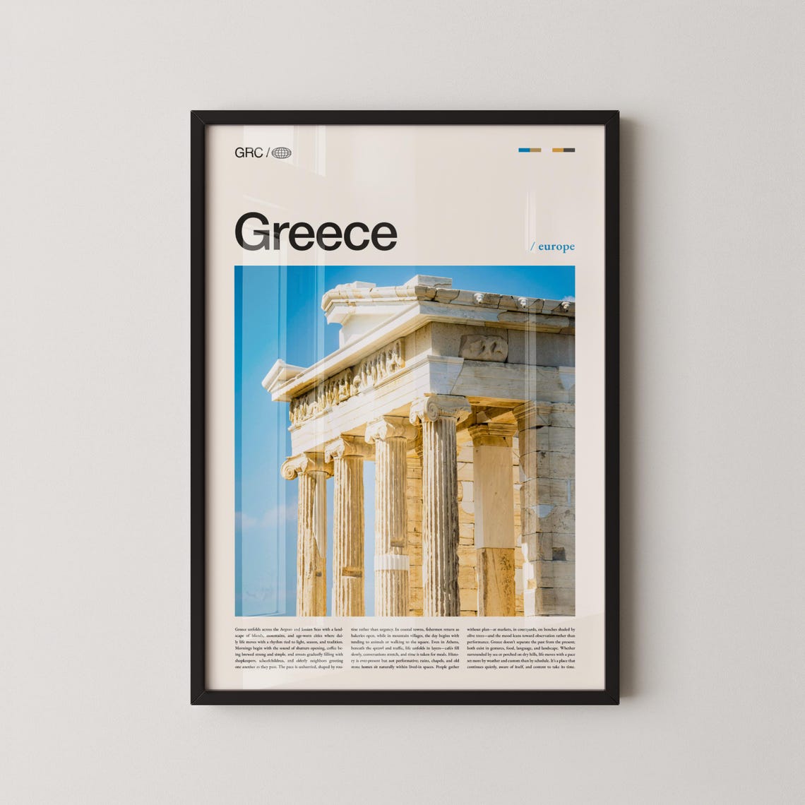 Greece Ancient Marble Temple Columns Warm Daylight Travel Poster