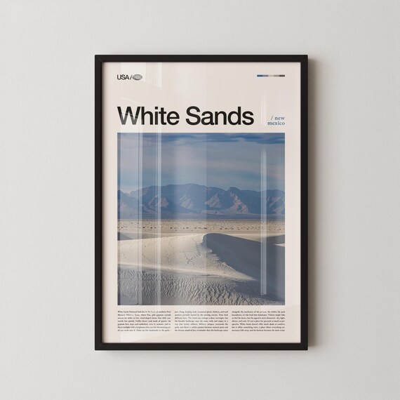 White Sands Dunes Mountain Backdrop New Mexico Photo Art Poster