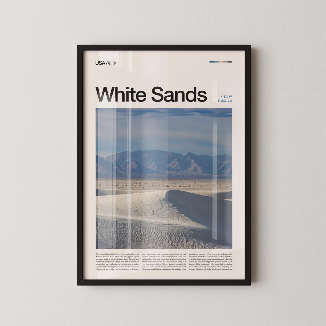 White Sands Dunes Mountain Backdrop New Mexico Photo Art Poster