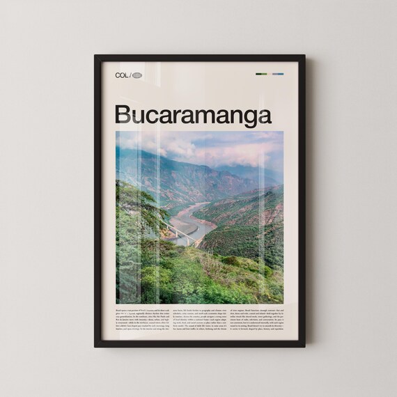 Bucaramanga Colombia Mountain Valley River Minimalist Travel Poster