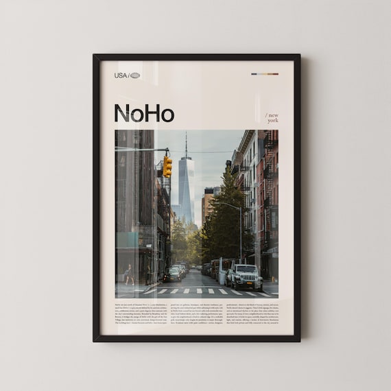 NoHo New York City Street Bold Serif Title Photo Travel Poster