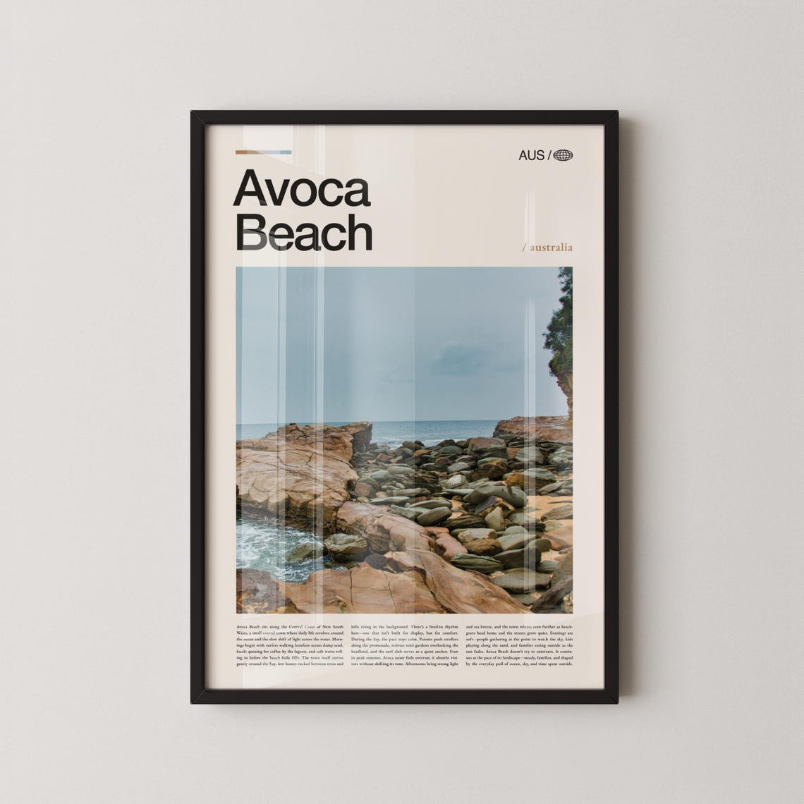 Avoca Beach Australia Rocky Shoreline Coastal Scene Photo Poster