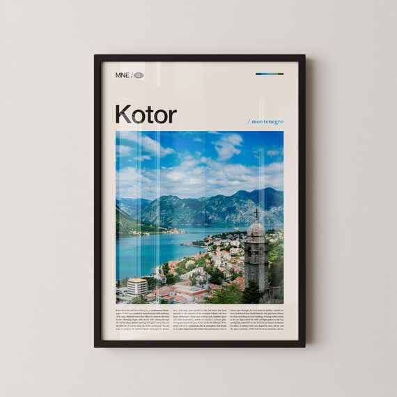Kotor Montenegro Adriatic Bay Daytime Cityscape Travel Poster