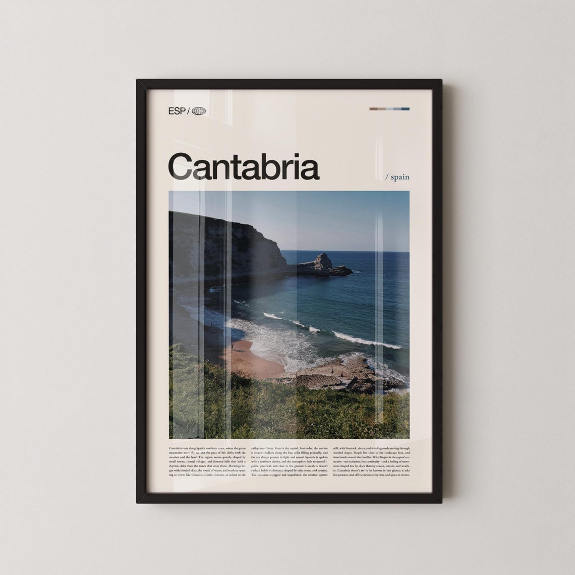 Cantabria Spain Minimalist Dramatic Rocky Coastline Travel Poster