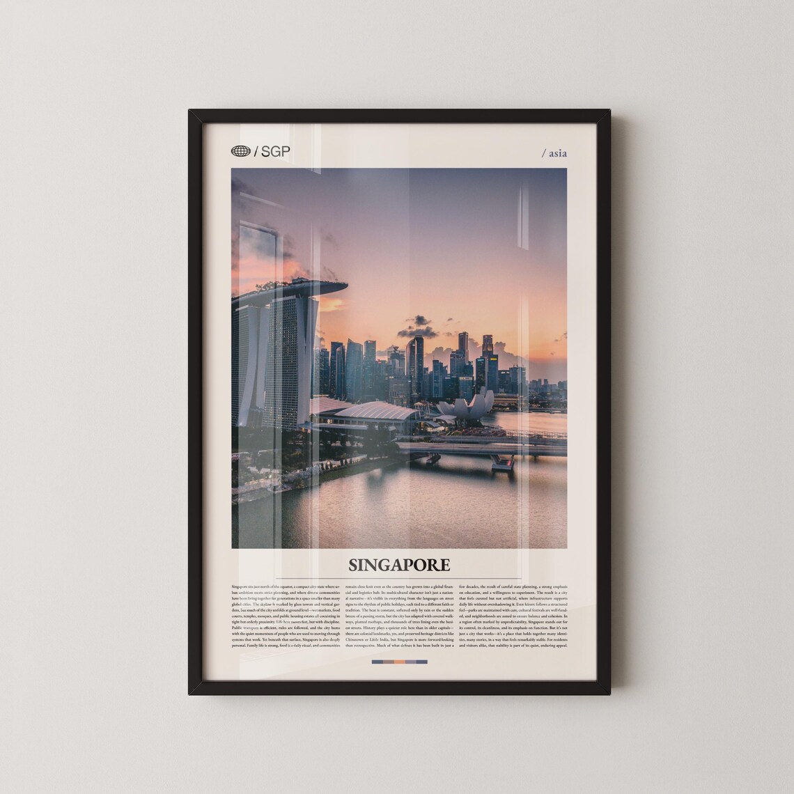 Singapore Marina Bay Skyline Sunset Cityscape Photo Travel Poster