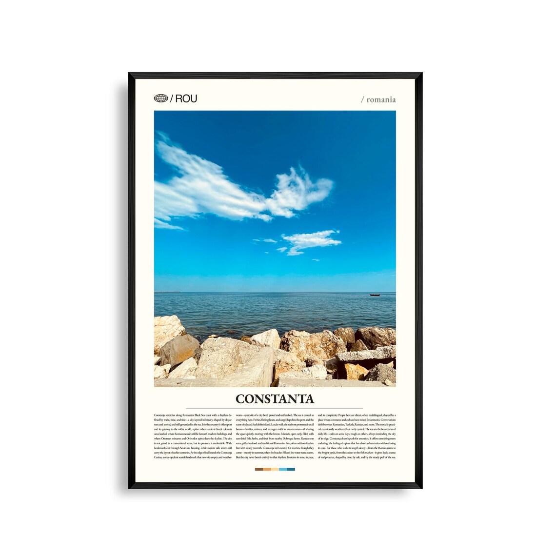Constanta Romania Black Sea Coast Rocky Shoreline Travel Poster
