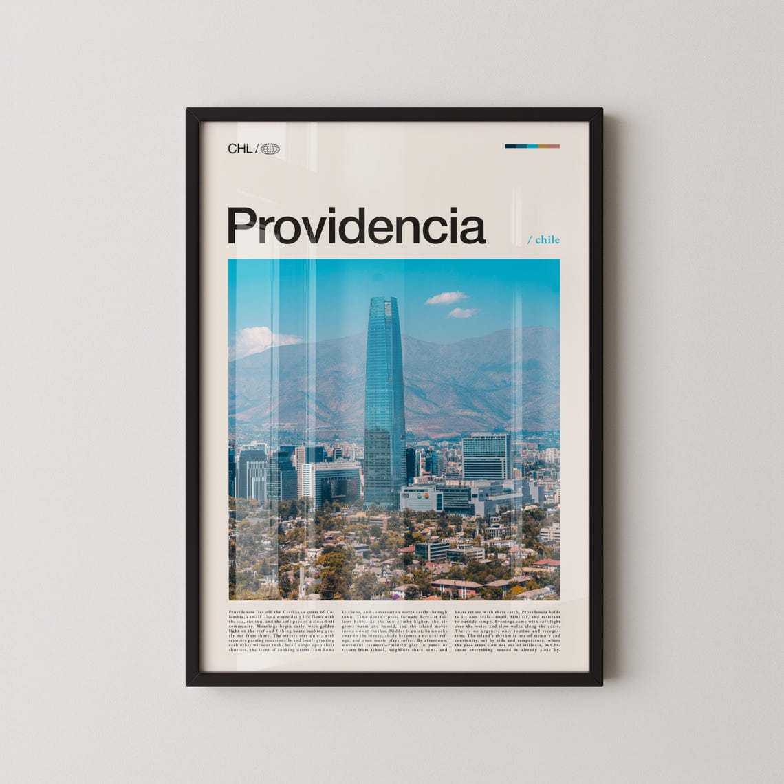Providencia Chile Gran Torre Santiago City Skyline Travel Poster