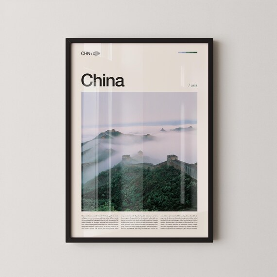 China Great Wall Morning Mist Rolling Green Peaks Travel Poster