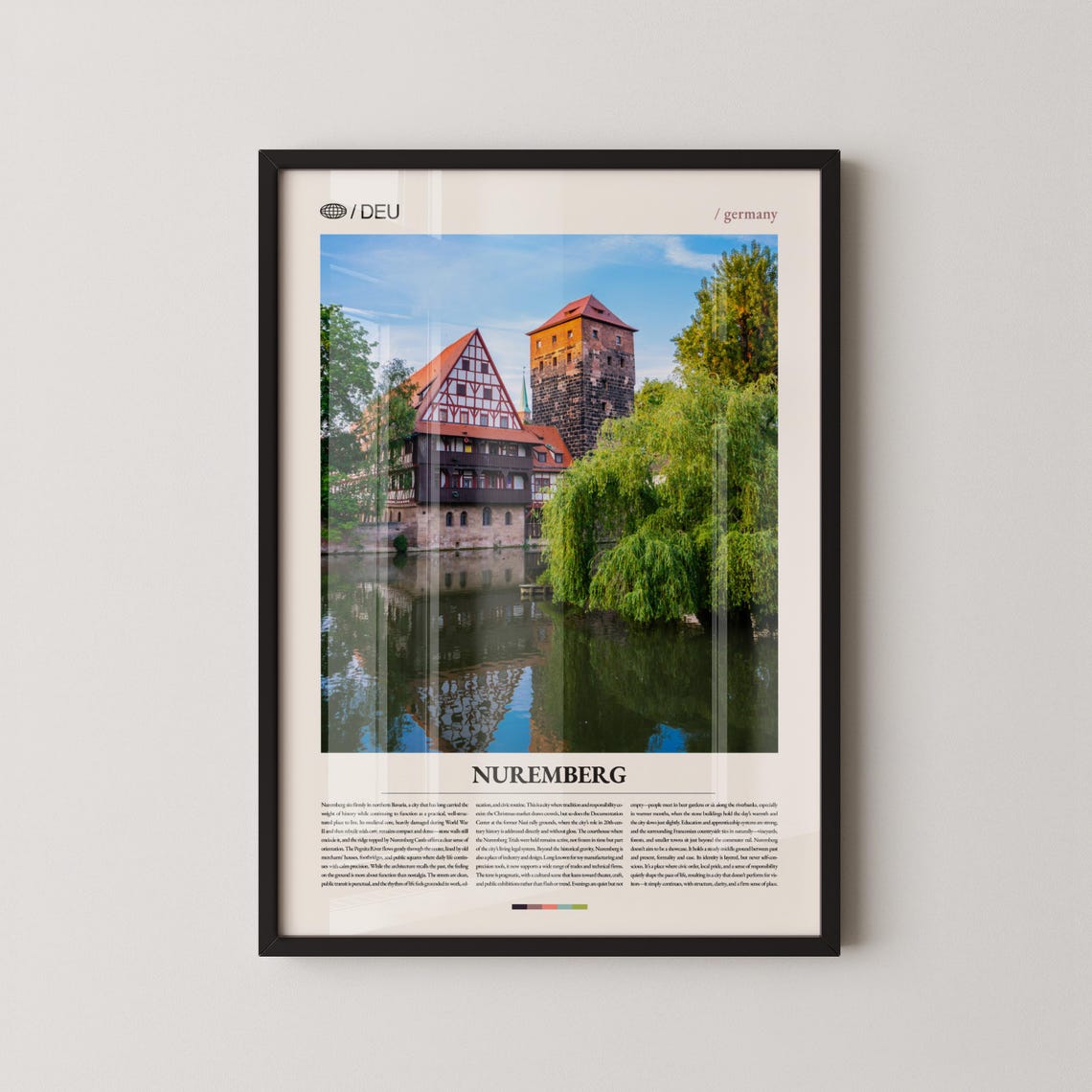 Nuremberg Germany Half Timbered House River Editorial Travel Print