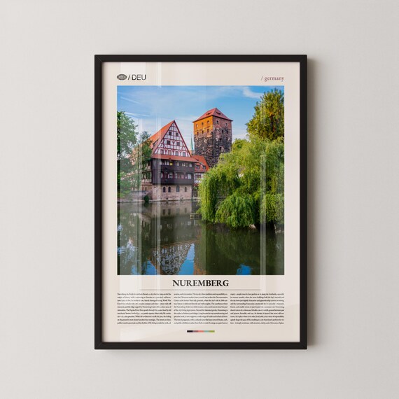 Nuremberg Germany Half Timbered House River Editorial Travel Print