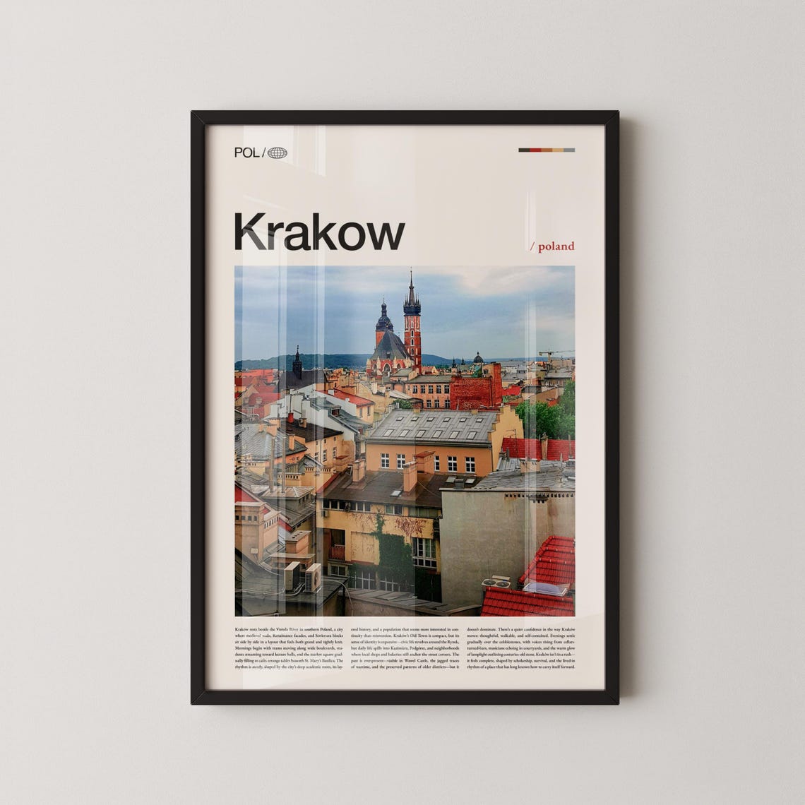 Krakow Poland Big Title Rooftops Church Towers Editorial Poster