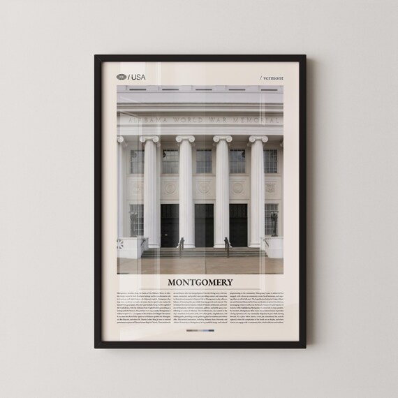 Montgomery Alabama World War Memorial Historic Landmark Travel Poster