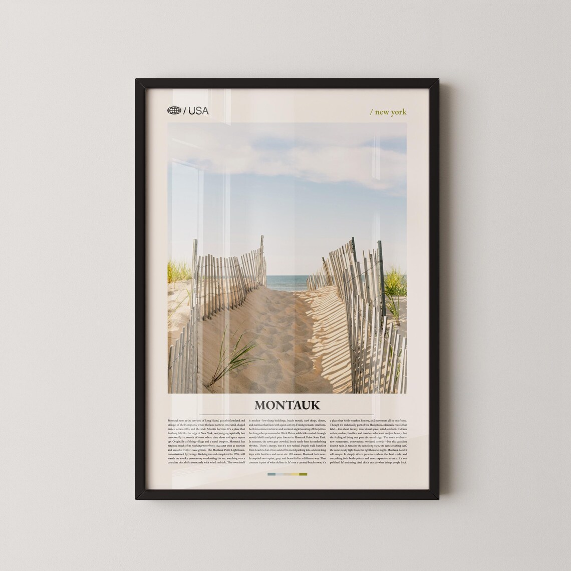 Montauk Beach Dune Fences Ocean Path Long Island Scenic Photo Poster