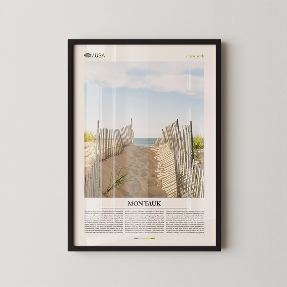 Montauk Beach Dune Fences Ocean Path Long Island Scenic Photo Poster