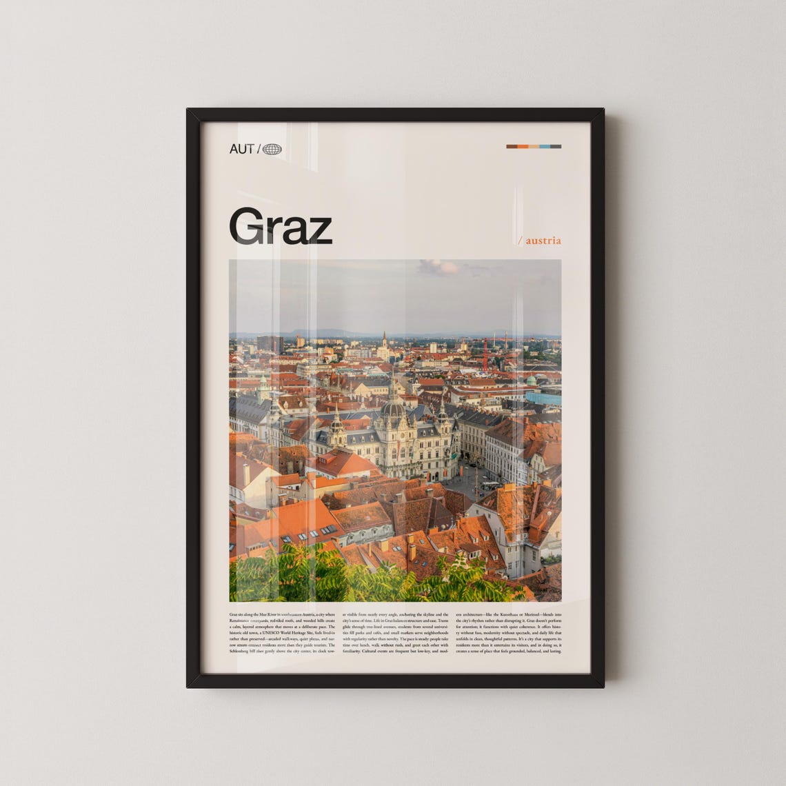 Historic Graz Austria Old Town Red Roofs Travel Photography Poster