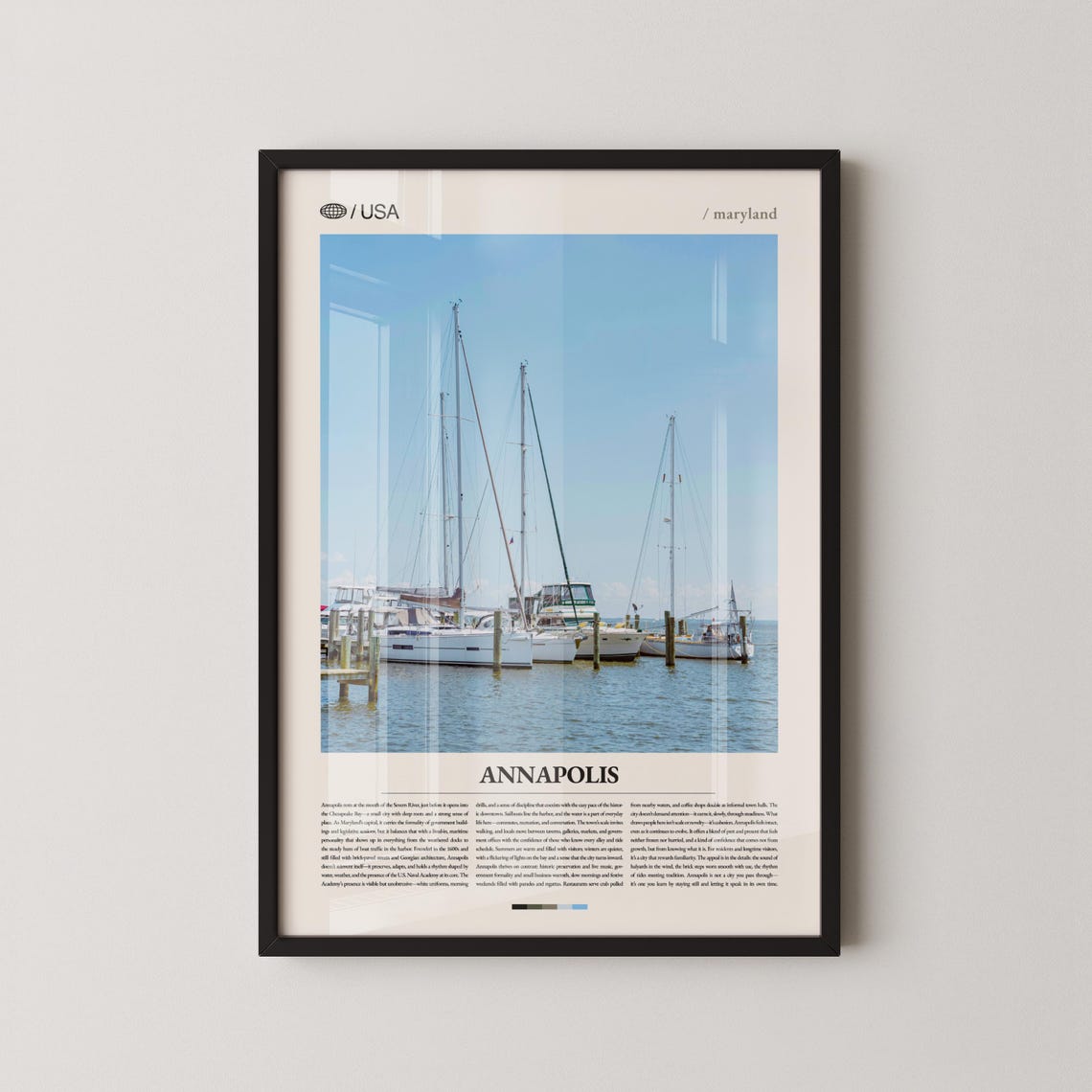 Annapolis Maryland Sailboat Harbor Marina Scene Photo Poster