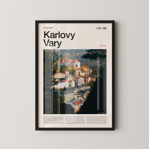 Karlovy Vary Autumn Hillside Spa Town Czechia Editorial Travel Poster