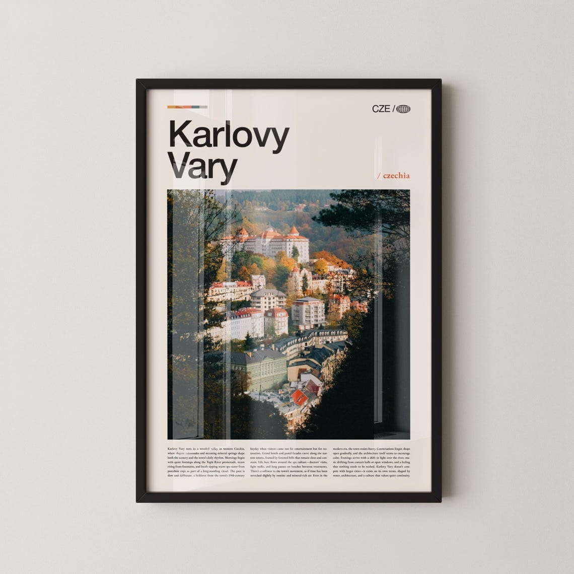Karlovy Vary Autumn Hillside Spa Town Czechia Editorial Travel Poster