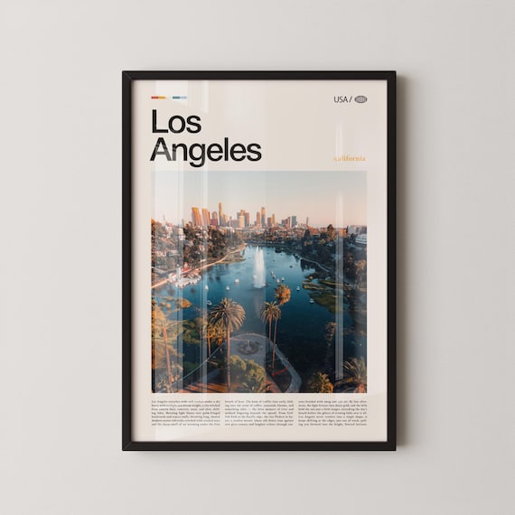 Los Angeles Echo Park Lake Skyline California Daytime Photo Poster