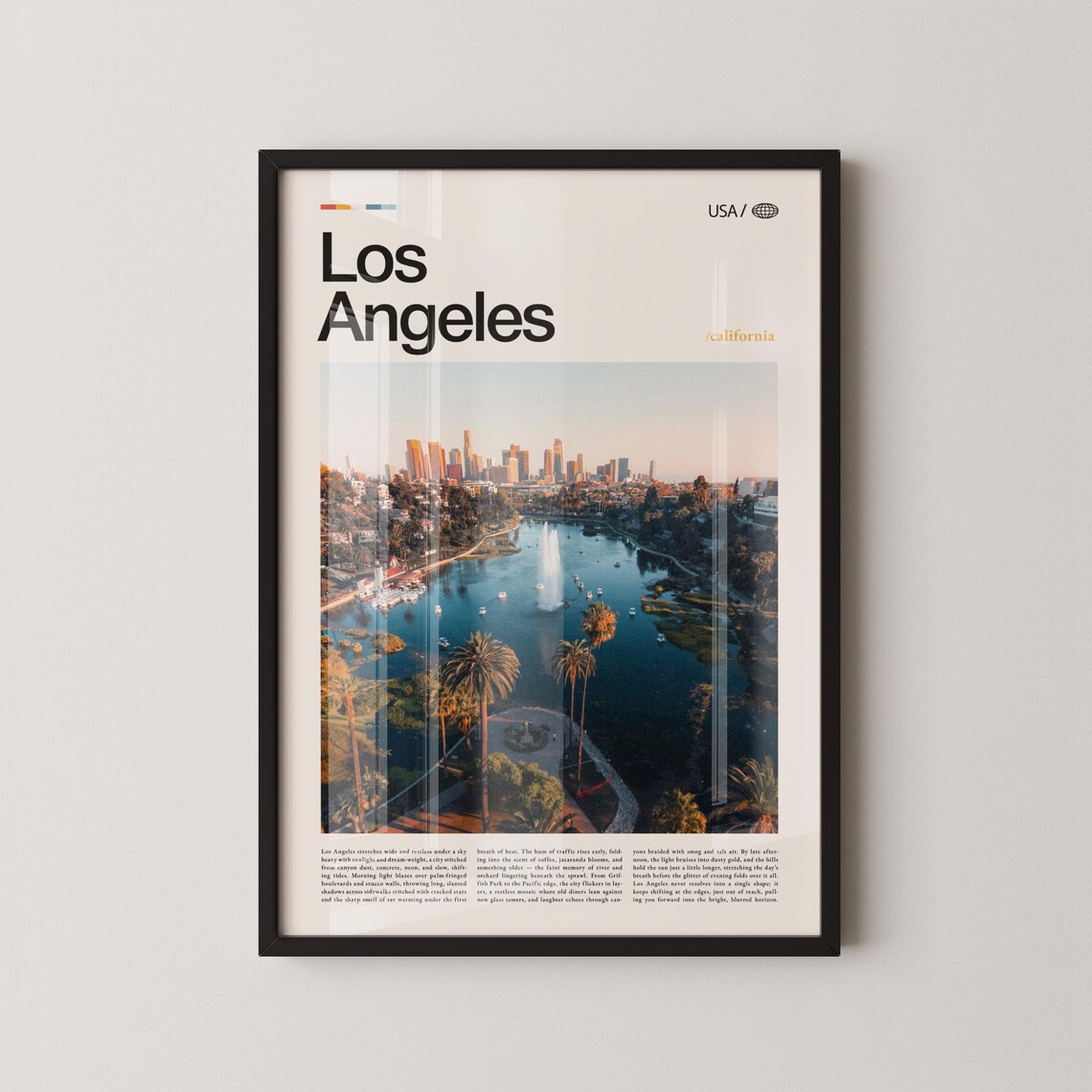 Los Angeles Echo Park Lake Skyline California Daytime Photo Poster