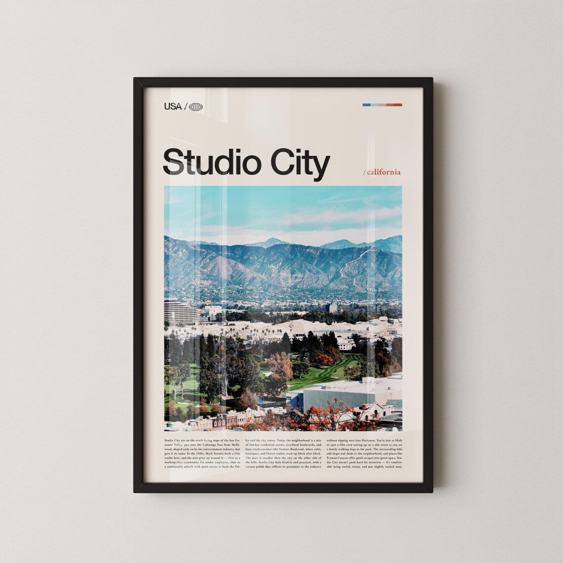 Studio City California San Fernando Valley Cityscape Travel Poster