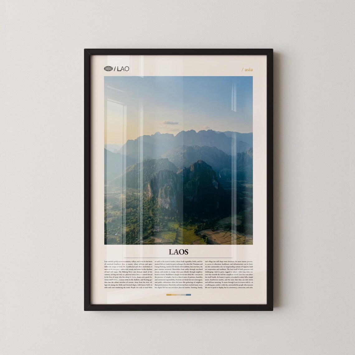 Laos Misty Mountain Landscape Magazine Style Asia Travel Poster