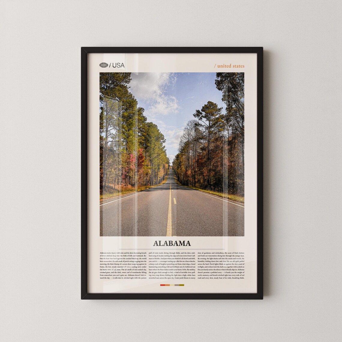 Alabama Southern Pine Forest Road Vintage Travel Photo Wall Art