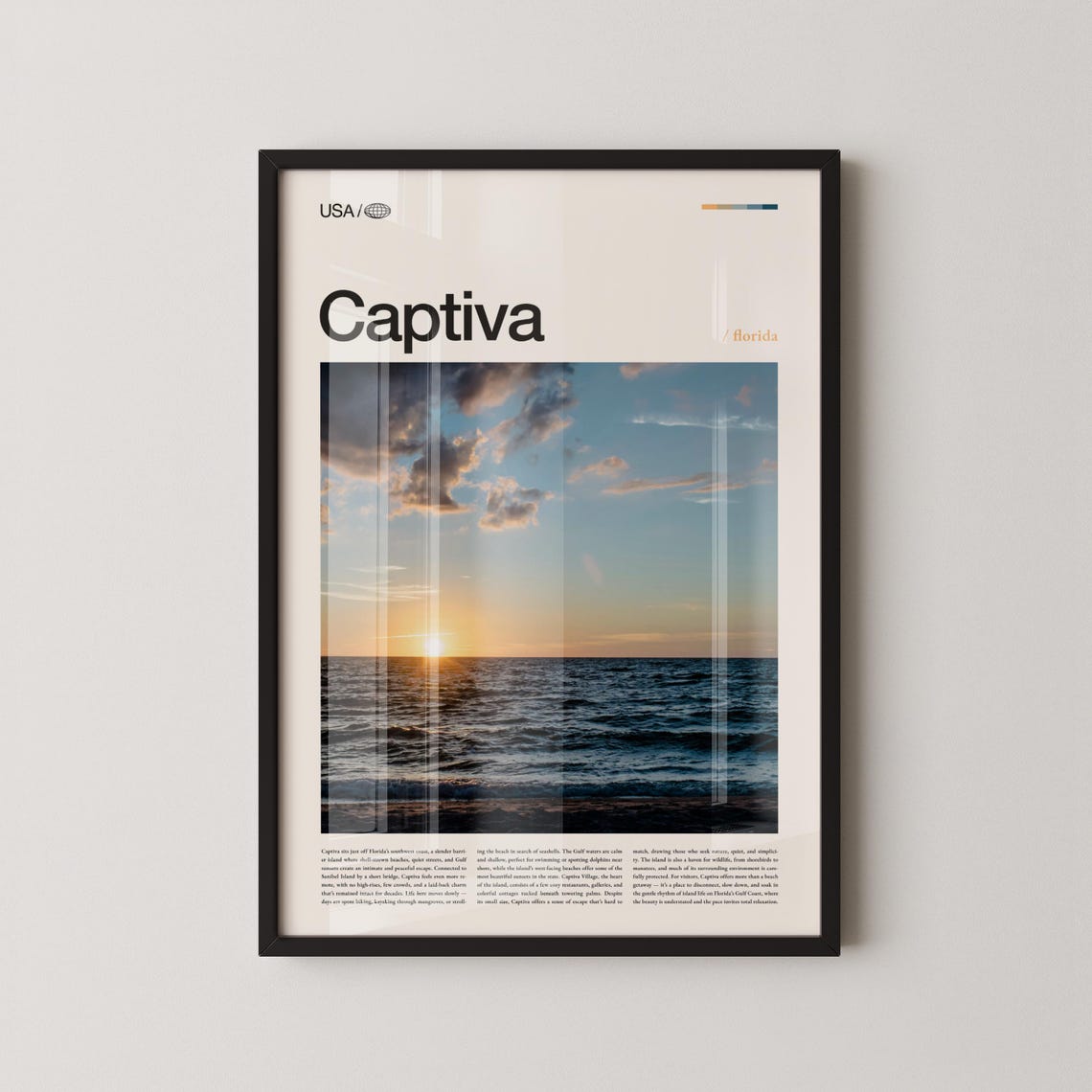 Captiva Florida Sunset Ocean Photo Poster with Title Above Image