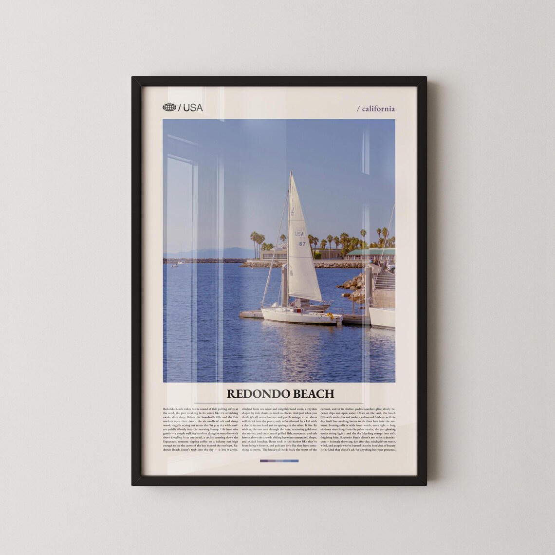 Redondo Beach Sailboat Marina Palm Trees California Photo Poster