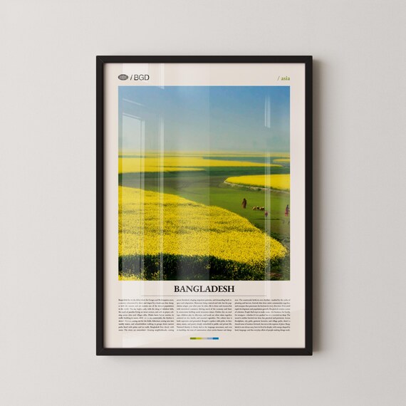 Bangladesh Yellow Mustard Flower Fields Countryside Photography Poster