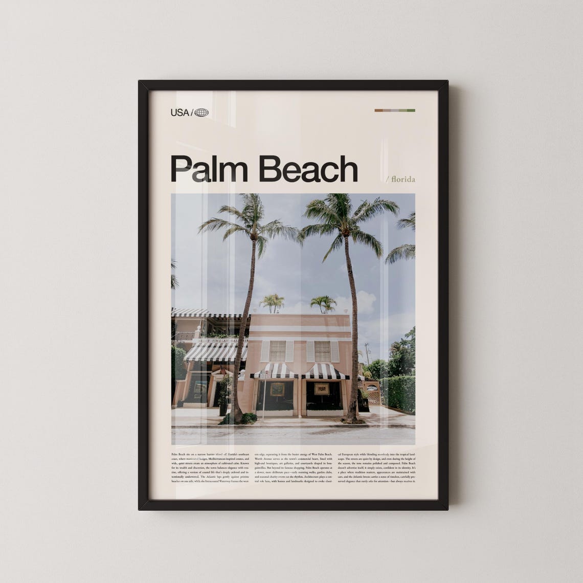 Palm Beach Florida Boutique Storefront Palms City Guide Poster