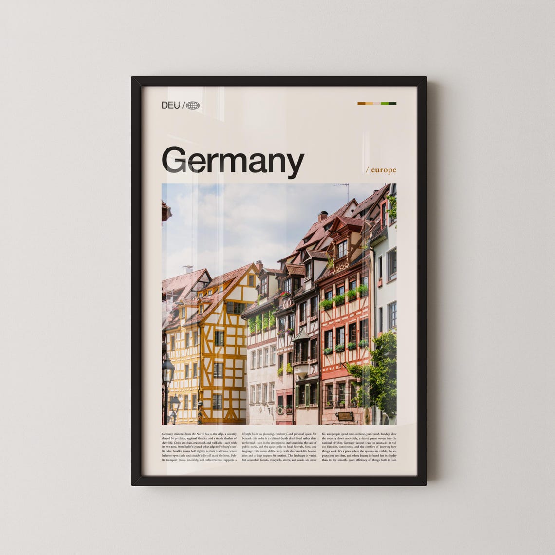Germany Half Timbered Old Town Europe Photography Travel Poster
