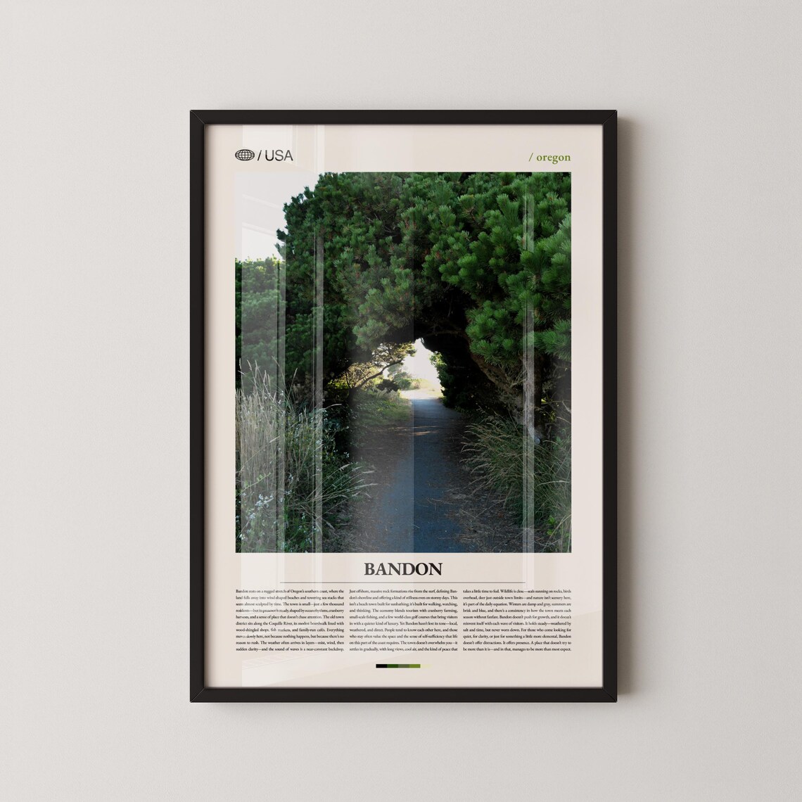 Bandon Oregon Coastal Forest Trail USA Travel Photo Art Poster