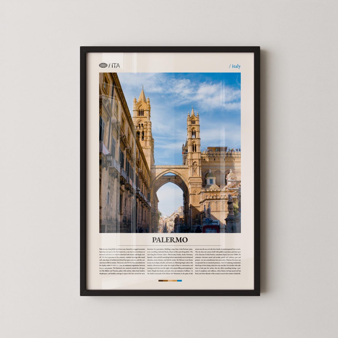 Palermo Sicily Italy Photography Poster with Cathedral Arch and Towers